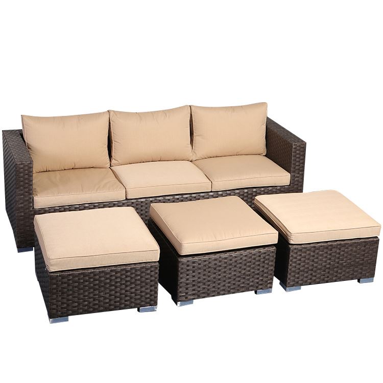 3seats 3 seats composable 4 pcs semi circle patio set rattan sofa