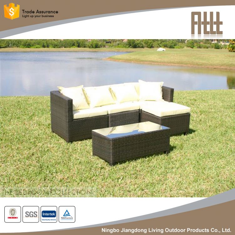 Aluminum i shape sleeper pcs outdoor patio sofa set sectional furniture pe wicker rattan corner sofas