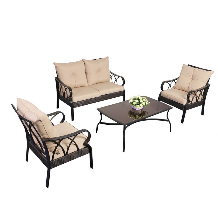 Garden Wood Plastic Composite Brushed Outdoor Furniture Patio Table Chair Aluminum