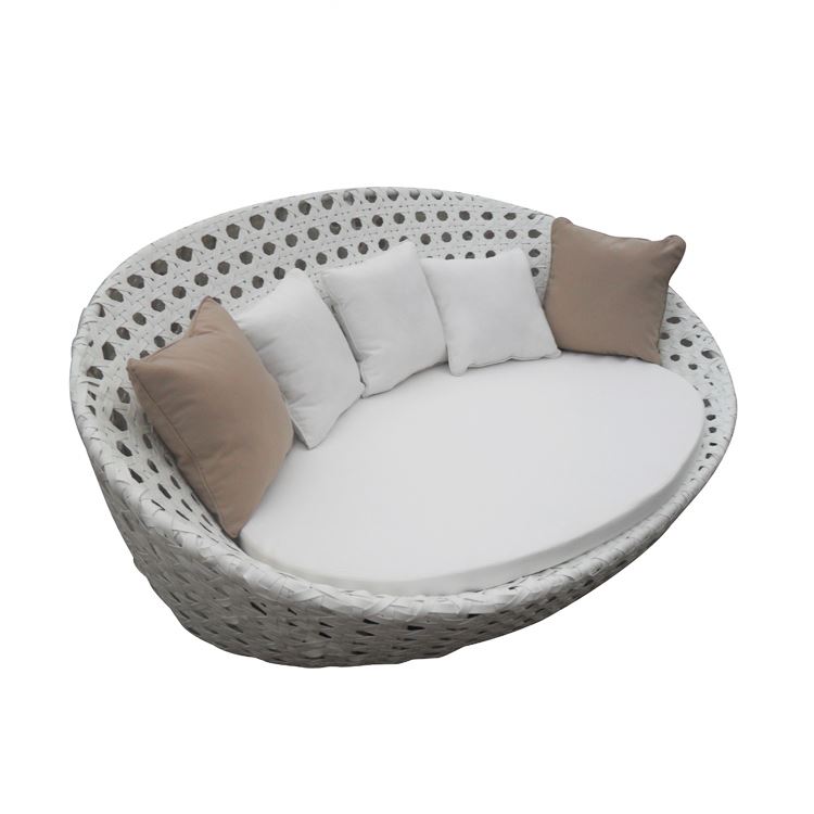 circular hot sale daybed garden oval shape pe rattan single outdoor round sofa bed