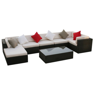Sofa Garden Poly Black Outdoor Rattan Sectional Used Wicker Furniture for Sale