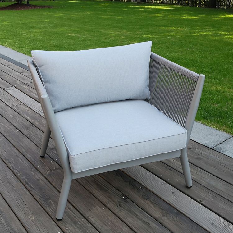 Hot sale modern designer rope rust resistant patio aluminium outdoor sofa big man furniture