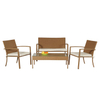 Gold Pillows Decorative Sets Furniture Rattan Fayette with Cushions Garden 4 Piece Sofa Set