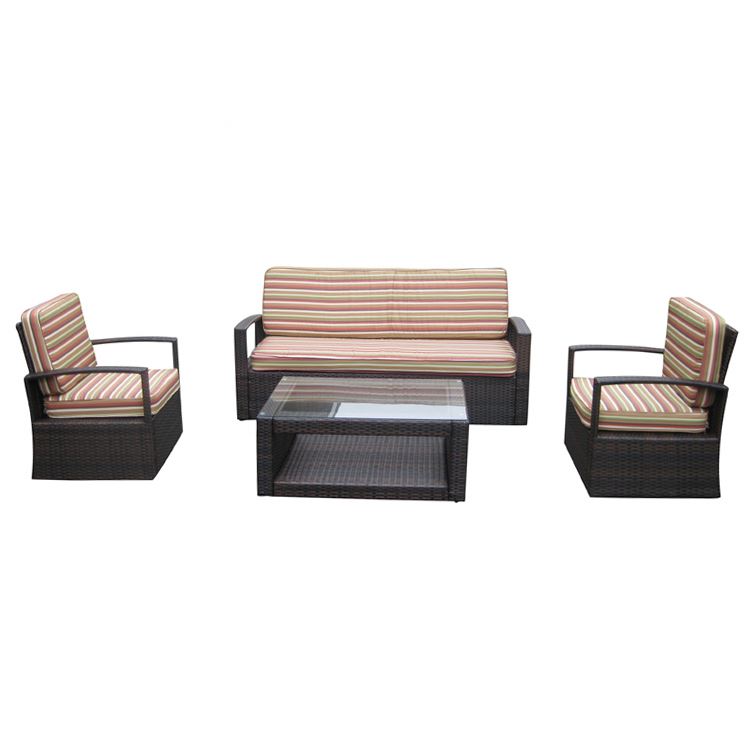 London Wicker India 4 Piece Parasol Patio Deals outside Garden Outdoor Rattan Sofa Chair Furniture Set with Cushion