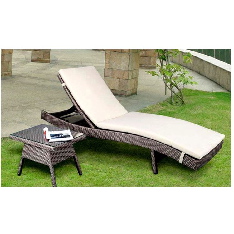 Set Lounge Bed Loungers Aluminum Outdoor Wicker Rattan Furniture Sun Lounger
