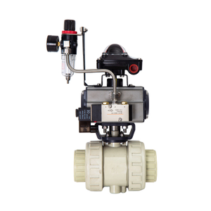 PPH Acid Alkali Resistance Double Union Ball Valve HG DIN ANSI JIS Standard Pneumatic Flange Plastic Ball Valve