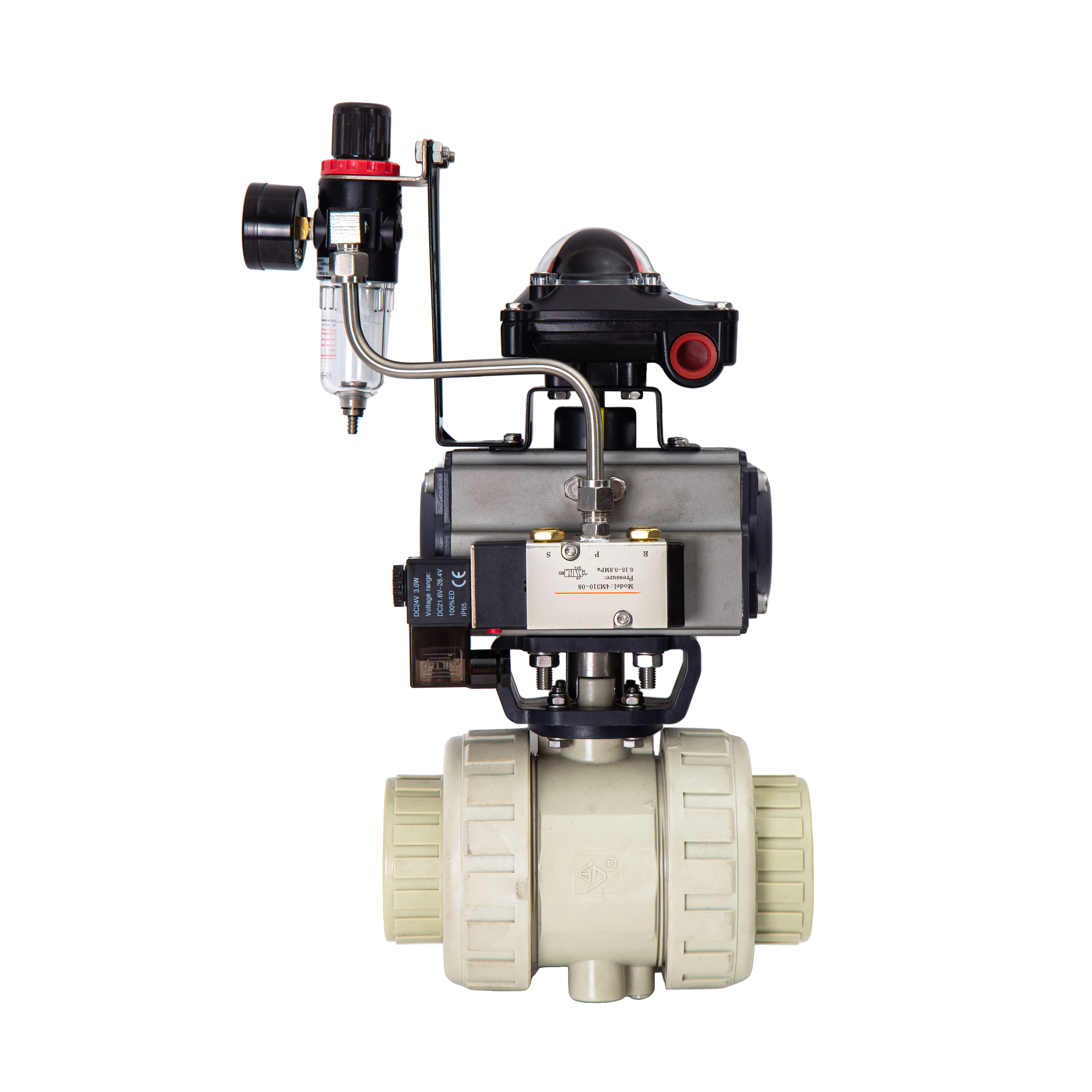PPH Acid Alkali Resistance Double Union Ball Valve HG DIN ANSI JIS Standard Pneumatic Flange Plastic Ball Valve