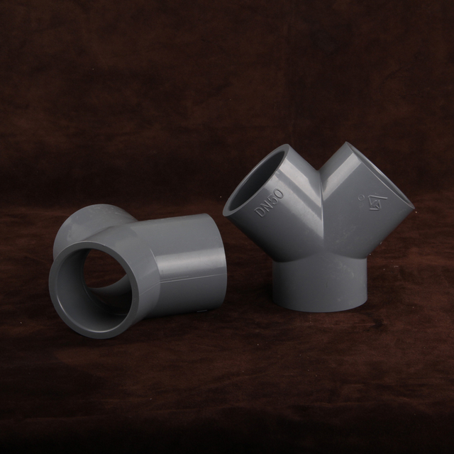 DN50 CPVC Y-shaped Tee Plastic Reducing Tee Three Way Pipe Fittings Coupling Joint Y Tee