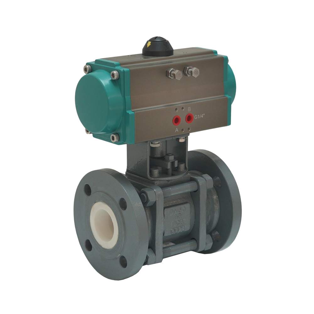 Stainless Steel Pneumatic Actuator 2 Way Flanged Ceramic Ball Valve