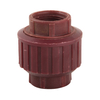 FRPP Reddish Brown Double Threaded Joint Plastic Female Union Coupling Connector