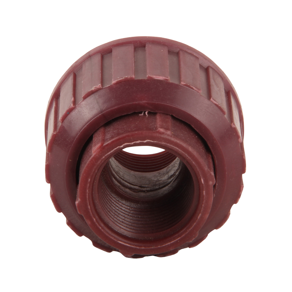 FRPP Reddish Brown Double Threaded Joint Plastic Female Union Coupling Connector