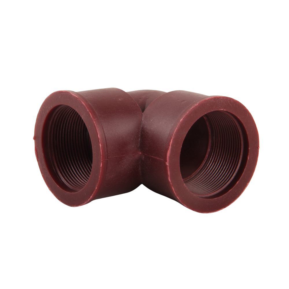 Wear-Resistant Durable 90 Degrees Pipe Fitting Industrial-Grade FRPP Red Threaded Elbow