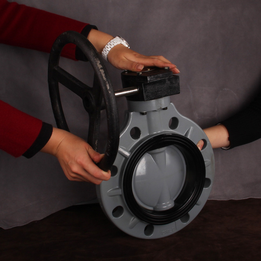 Hot Sale DIN ANSI JIS Standard CPVC Butterfly Valve Plastic Worm Gear Type Butterfly Valve For Chemical Industry
