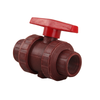 Industrial Handle FRPP Dn15-Dn100 True Union Ball Valve Plastic Double Union Socket Red Thread End Ball Valve