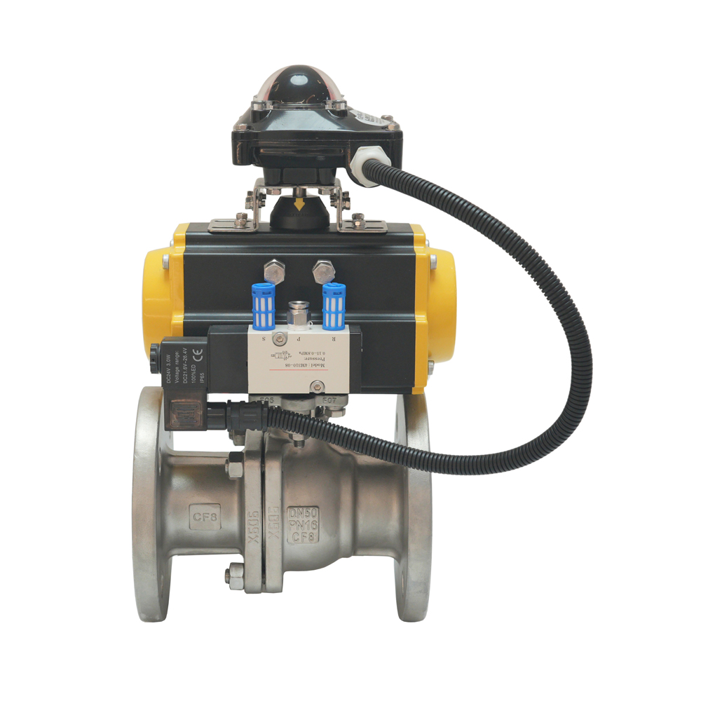 Efficient Durable Rational Construction Stainless Steel Pneumatic Actuator Heavy Duty Flange End Ball Valve With Two Piece