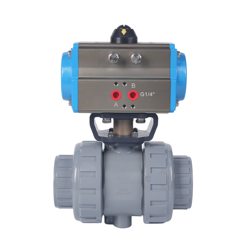 Pneumatic Socket Ball Valve CPVC/PTFE