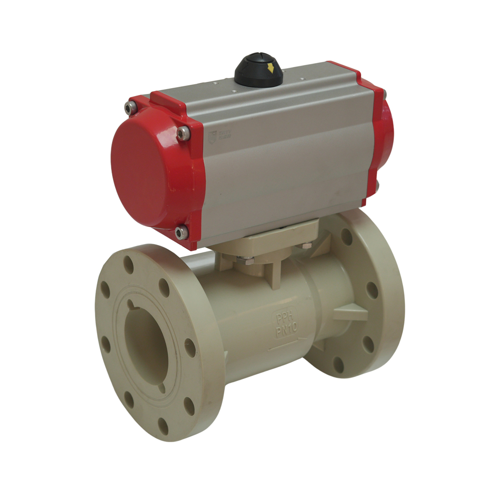 Chemical Industry Flanged Ball Valve 1/2 1 2 3 Inch - 12 Inch PPH Plastic Bodily Pneumatic Ball Valve