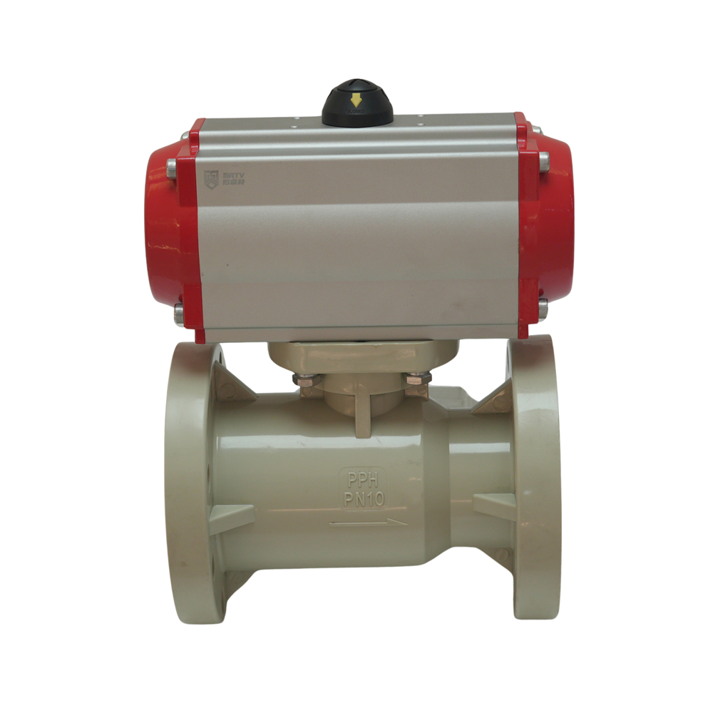 Chemical Industry Flanged Ball Valve 1/2 1 2 3 Inch - 12 Inch PPH Plastic Bodily Pneumatic Ball Valve