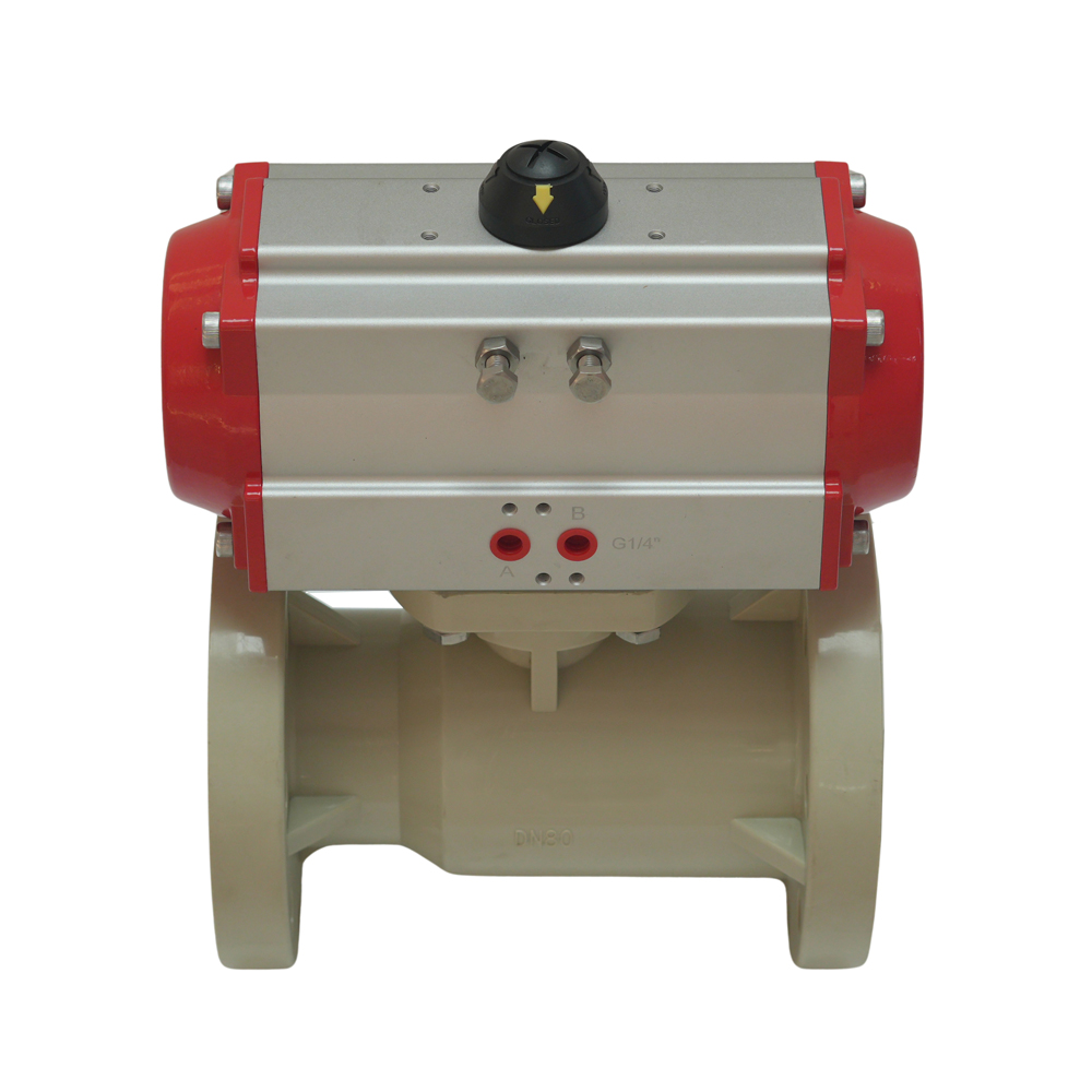Chemical Industry Flanged Ball Valve 1/2 1 2 3 Inch - 12 Inch PPH Plastic Bodily Pneumatic Ball Valve