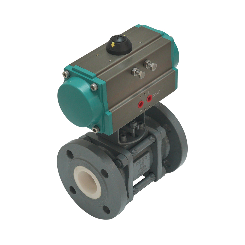 Stainless Steel Pneumatic Actuator 2 Way Flanged Ceramic Ball Valve