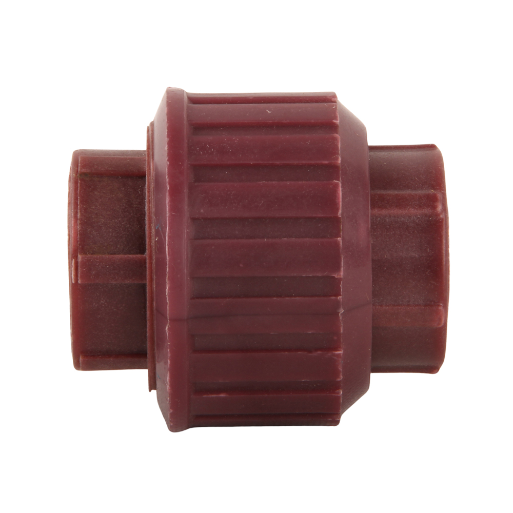 FRPP Reddish Brown Double Threaded Joint Plastic Female Union Coupling Connector