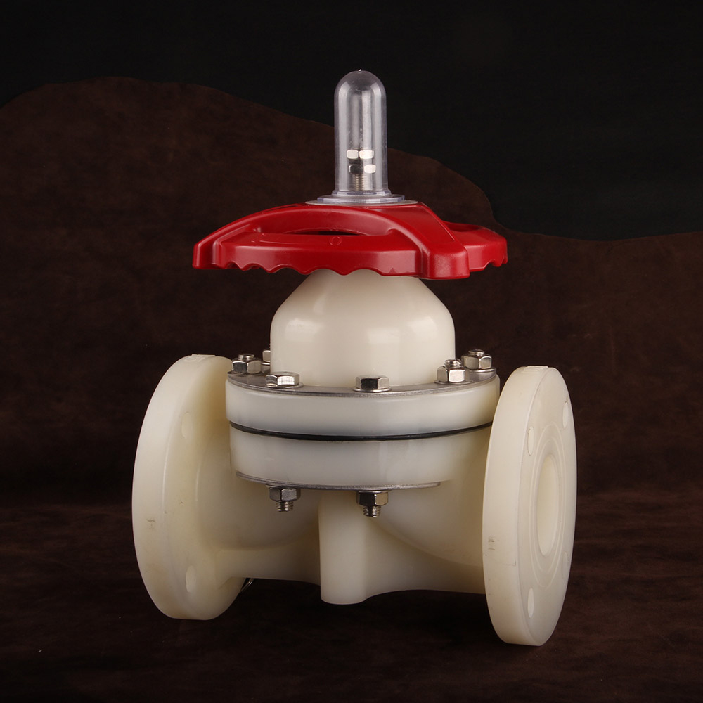 Flow Regulation Corrosion Resistant Plastic Diaphragm Valves Withstand High Temperature Flanged PVDF Diaphragm Valve