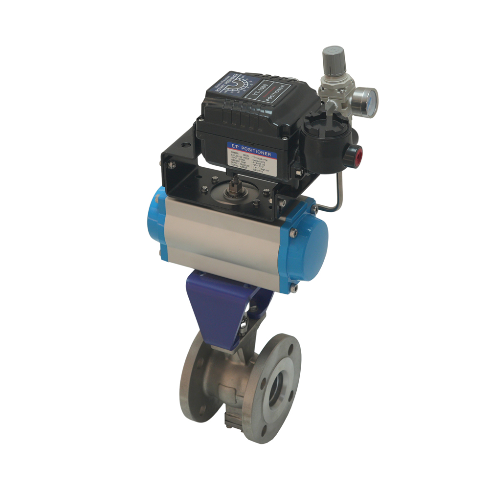 Chemical Industry Corrosion-Resistant Pn16 Dn150 Pneumatic Actuator Pneumatic V-shaped ball valve with locator