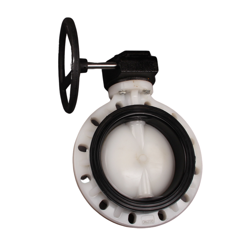 Dn125 Dn150 Dn 200 Dn 300 Dn 600 PVDF Turbine Valve Worm Gear Actuator Butterfly Valve High Temperatureacid Corrosion Resistant