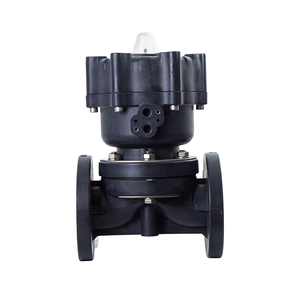 JIS DIN Standard Actuator Double Acting PN10 FRPP Diaphragm Valve Full Plastic Integrated Flange Type Pneumatic Diaphragm Valve