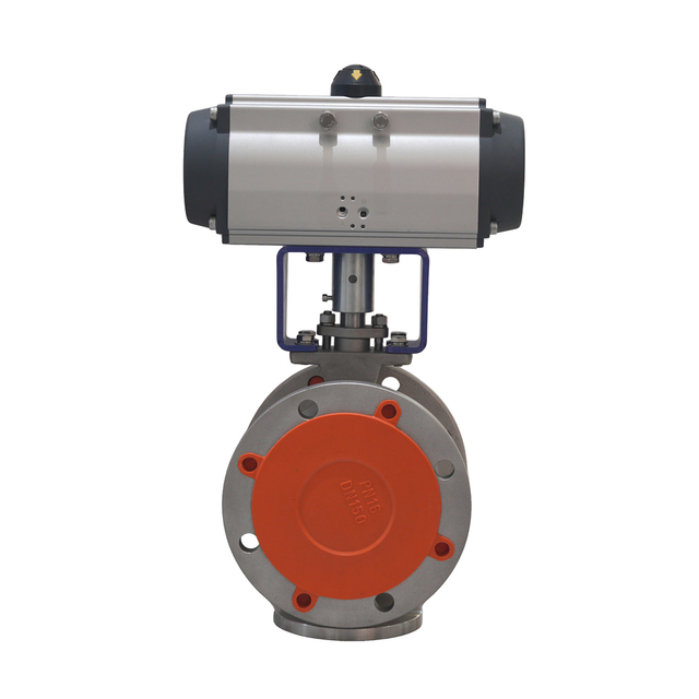 Stainless Steel WCB CF8 CF8M Chemical Industry Corrosion-Resistant Pn16 Dn150 Pneumatic Actuator V Type Ball Valve