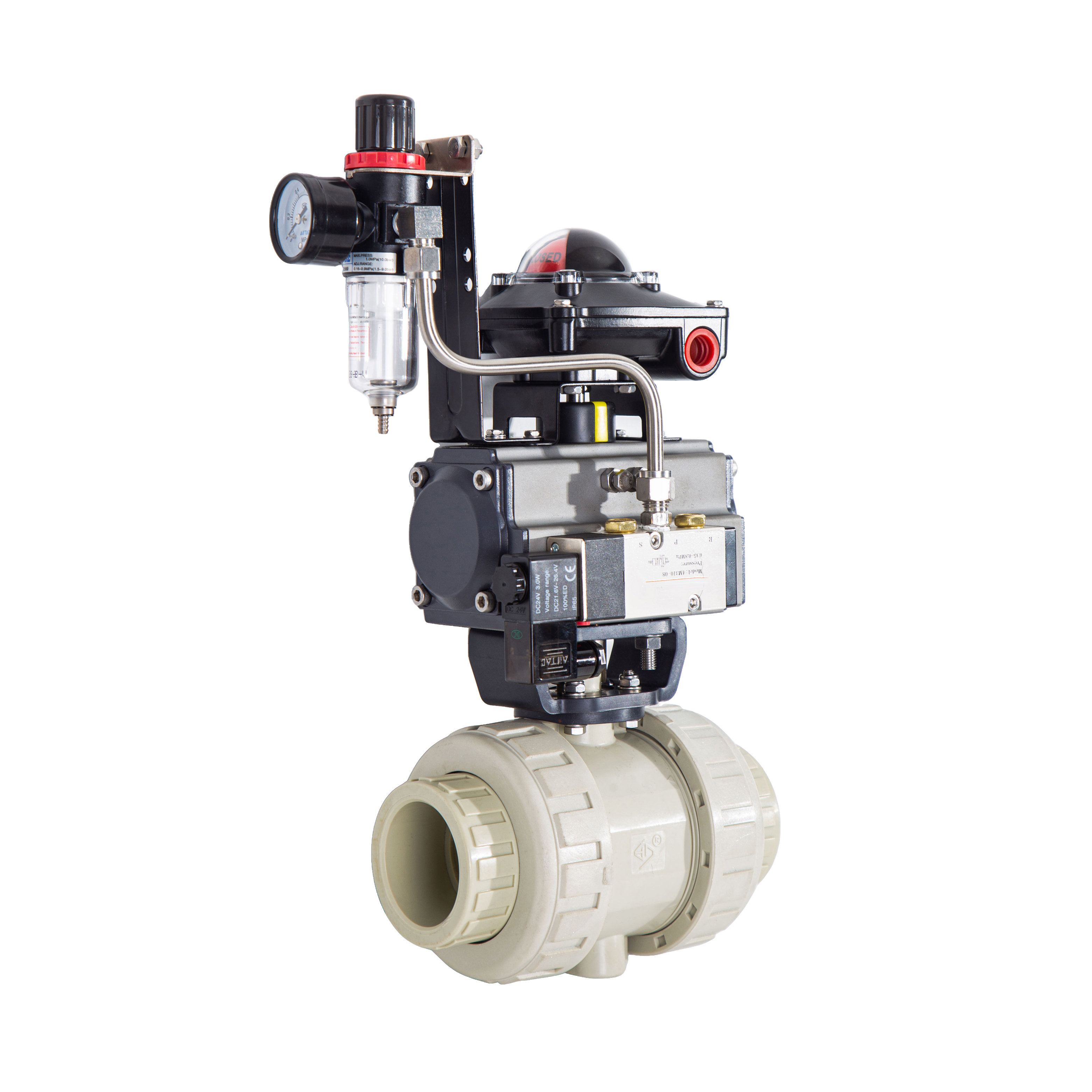 PPH Acid Alkali Resistance Double Union Ball Valve HG DIN ANSI JIS Standard Pneumatic Flange Plastic Ball Valve