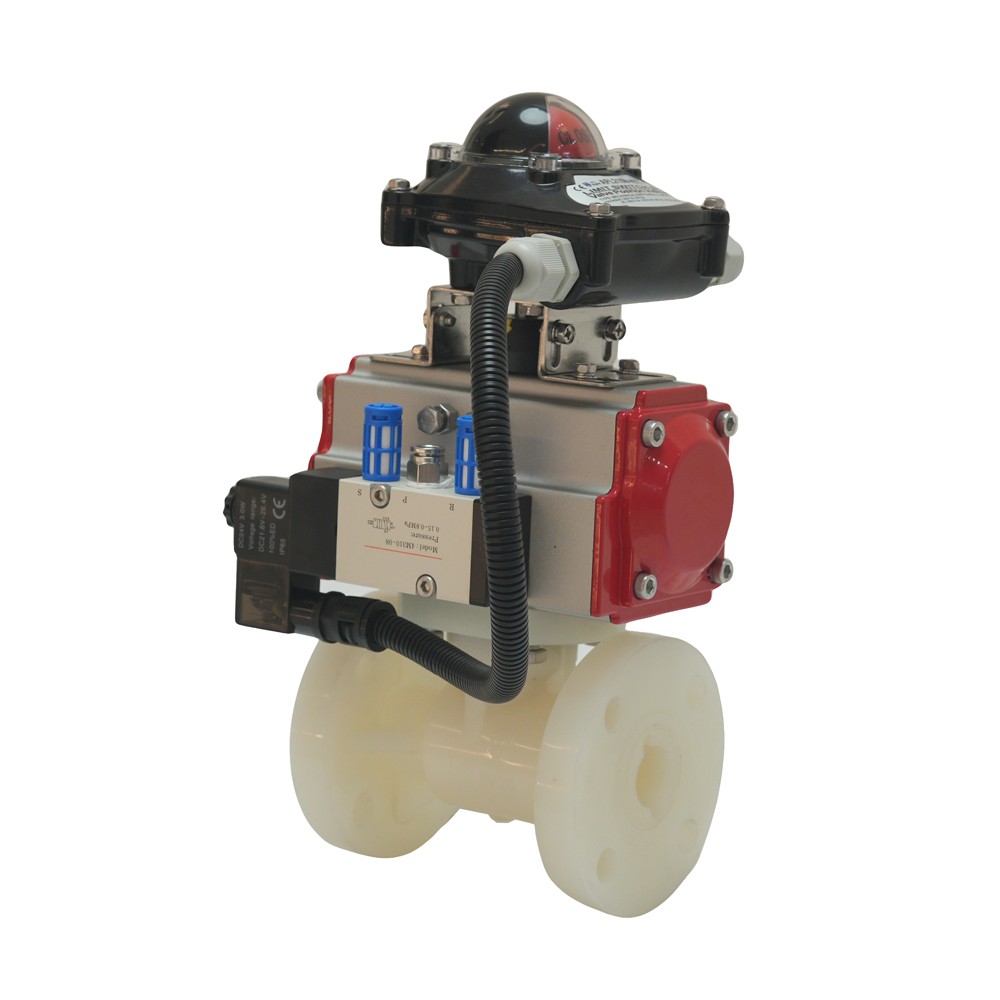 Anti-corrosion Pneumatic Actuated PVDF Flange Ball Valve 1/2