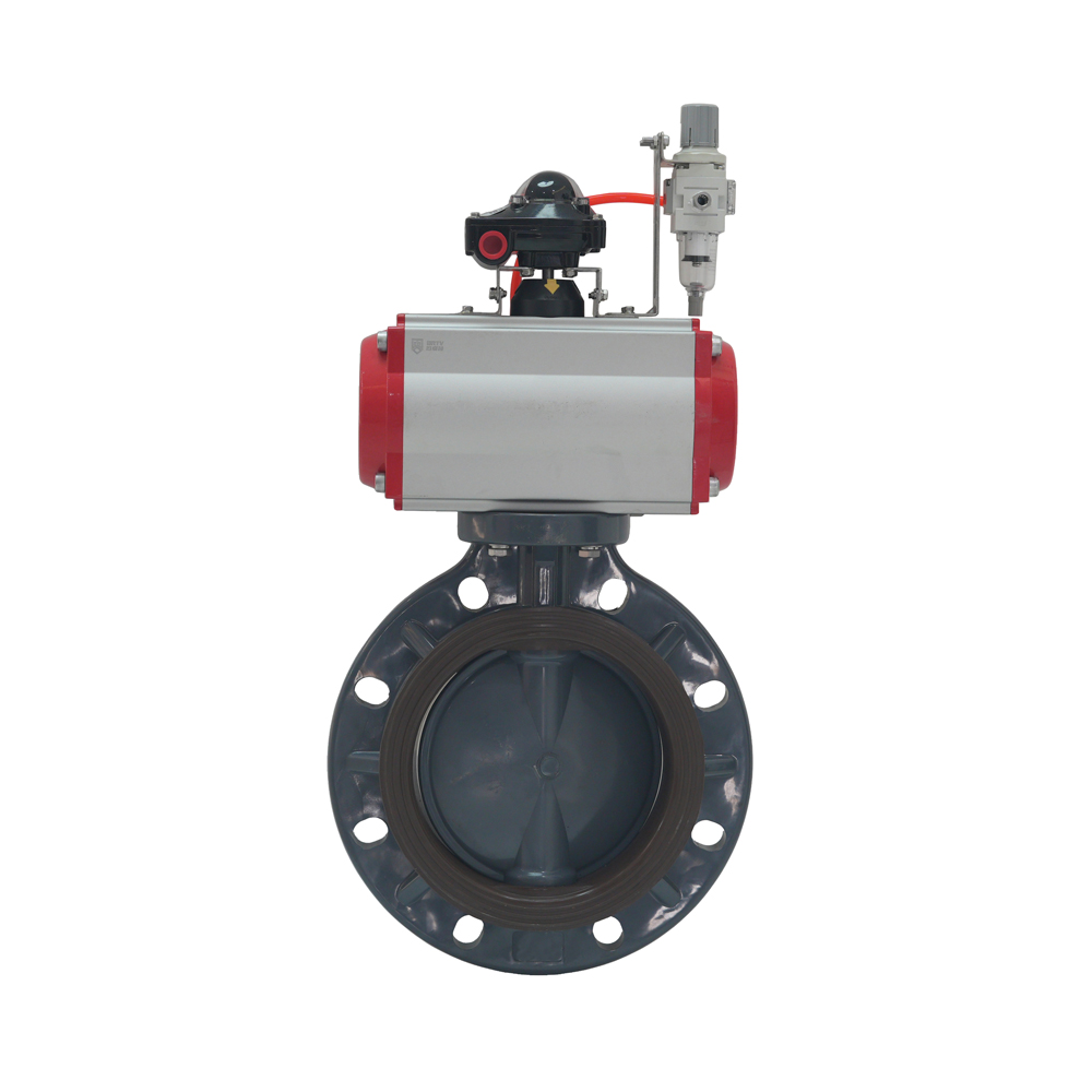 Soft Seal Pneumatic Actuator UPVC Butterfly Valve DN25~DN1000 Double Single Acting Corrosion-Resistant Butterfly Valve