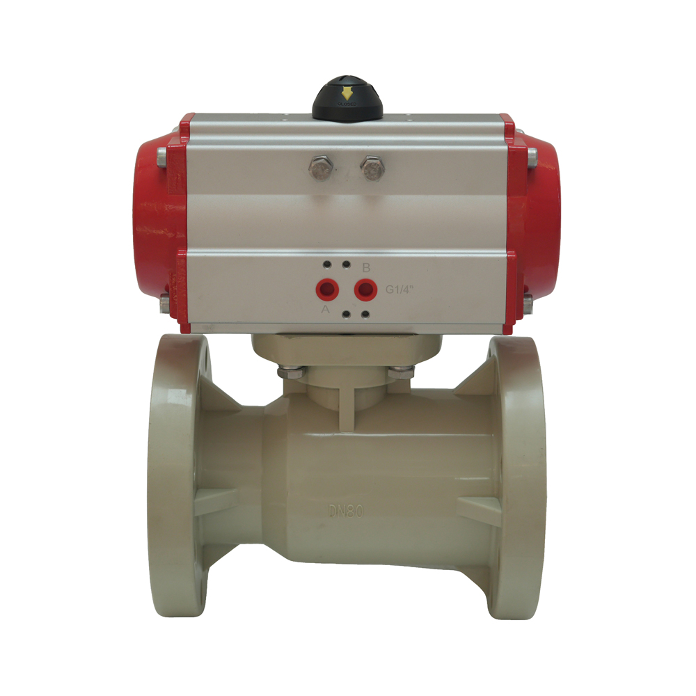 Chemical Industry Flanged Ball Valve 1/2 1 2 3 Inch - 12 Inch PPH Plastic Bodily Pneumatic Ball Valve