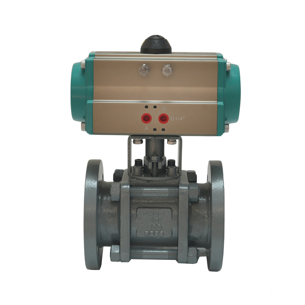 Stainless Steel Pneumatic Actuator 2 Way Flanged Ceramic Ball Valve