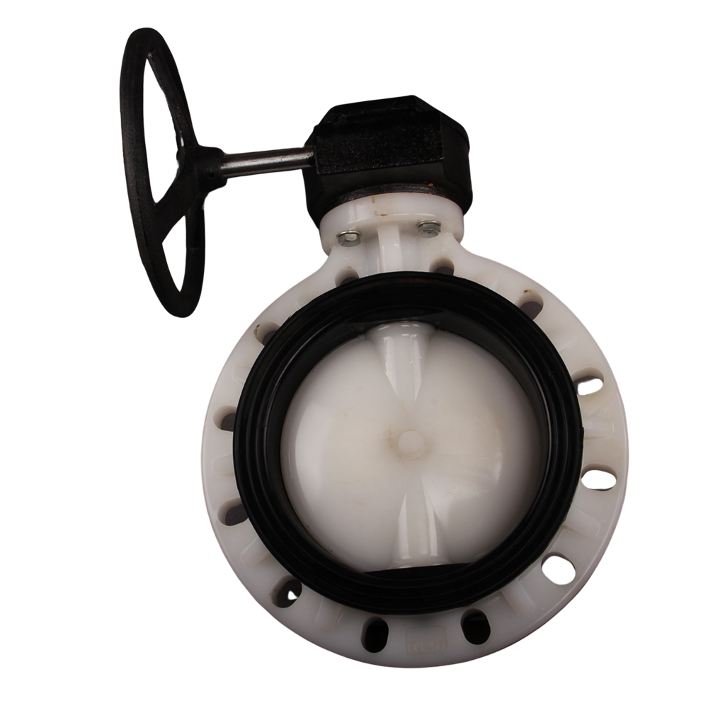 Dn125 Dn150 Dn 200 Dn 300 Dn 600 PVDF Turbine Valve Worm Gear Actuator Butterfly Valve High Temperatureacid Corrosion Resistant