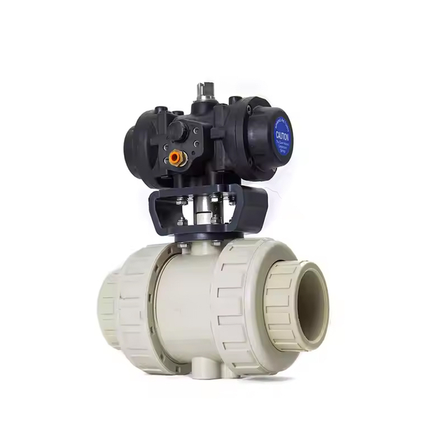 Pneumatic Actuator Controller Full Flow Pph Double Union Socket End Ball Valve Plastic Cylinder Pneumatic True Union Ball Valve