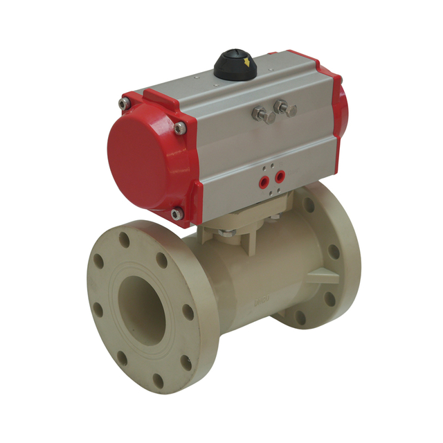 Chemical Industry Flanged Ball Valve 1/2 1 2 3 Inch - 12 Inch PPH Plastic Bodily Pneumatic Ball Valve