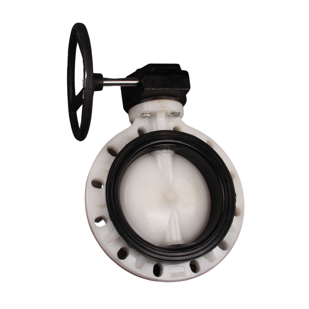 Dn125 Dn150 Dn 200 Dn 300 Dn 600 PVDF Turbine Valve Worm Gear Actuator Butterfly Valve High Temperatureacid Corrosion Resistant