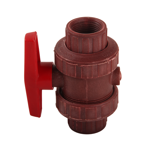 Industrial Handle FRPP Dn15-Dn100 True Union Ball Valve Plastic Double Union Socket Red Thread End Ball Valve