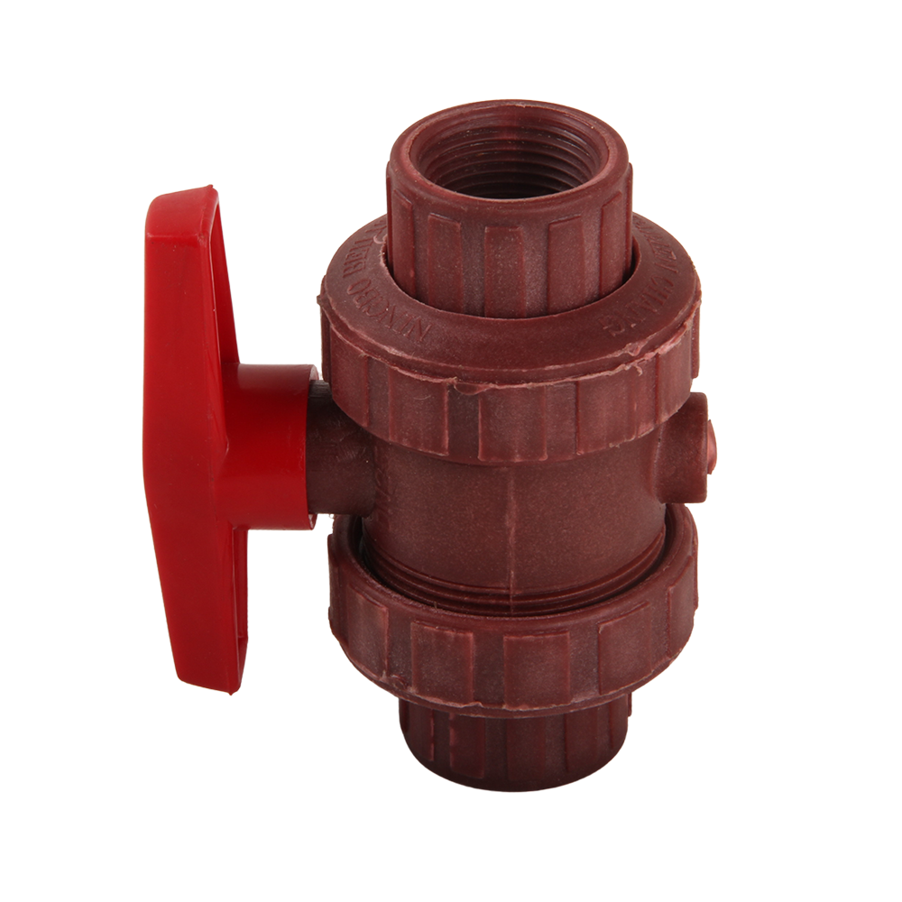 Industrial Handle FRPP Dn15-Dn100 True Union Ball Valve Plastic Double Union Socket Red Thread End Ball Valve