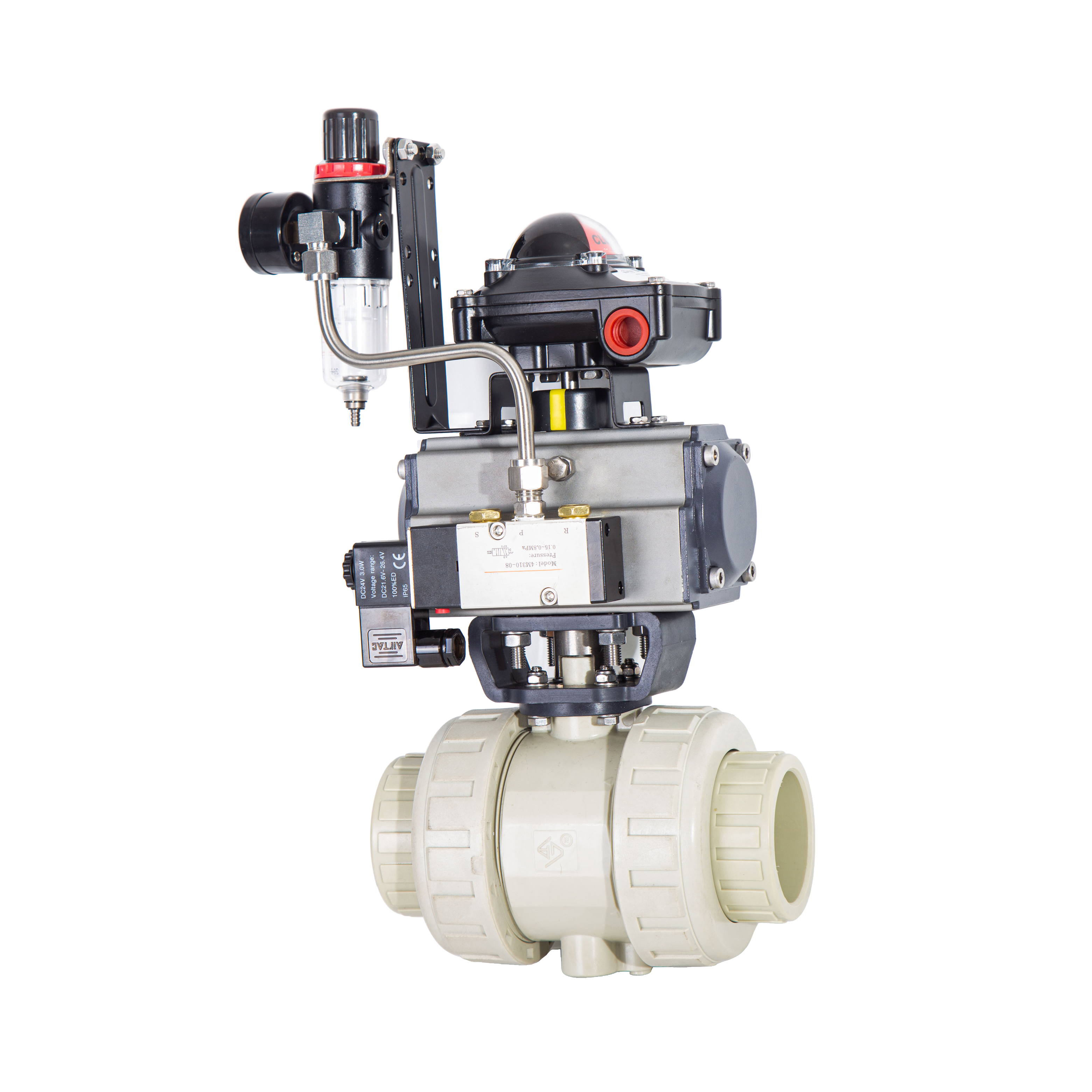PPH Acid Alkali Resistance Double Union Ball Valve HG DIN ANSI JIS Standard Pneumatic Flange Plastic Ball Valve