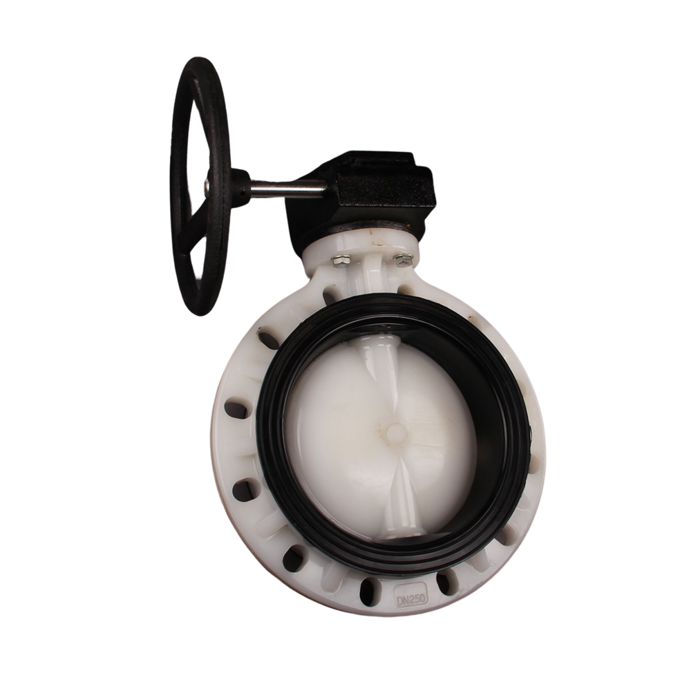 Dn125 Dn150 Dn 200 Dn 300 Dn 600 PVDF Turbine Valve Worm Gear Actuator Butterfly Valve High Temperatureacid Corrosion Resistant