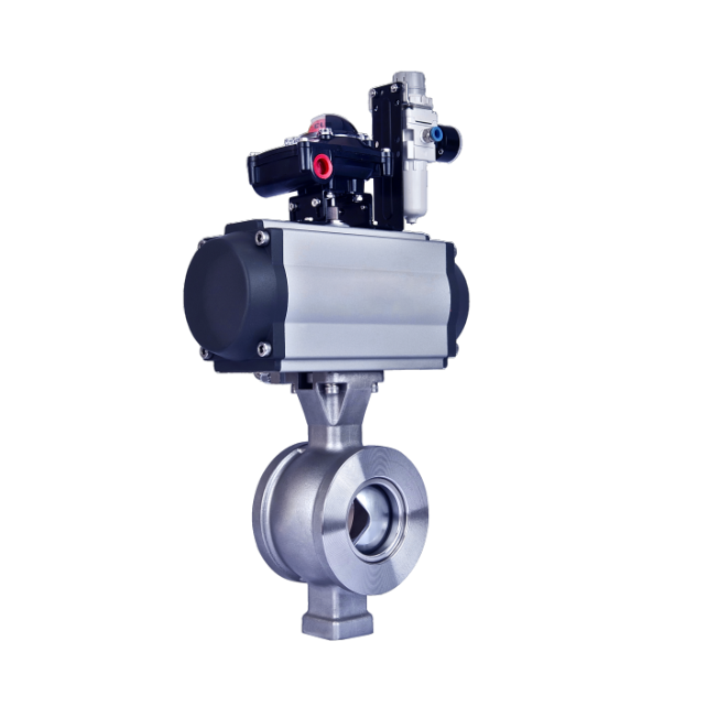 Customized High Performance V Port Pneumatic Actuator Segmented Control Ball Valve WCB Stainless Steel Wafer V-type Ball Valve
