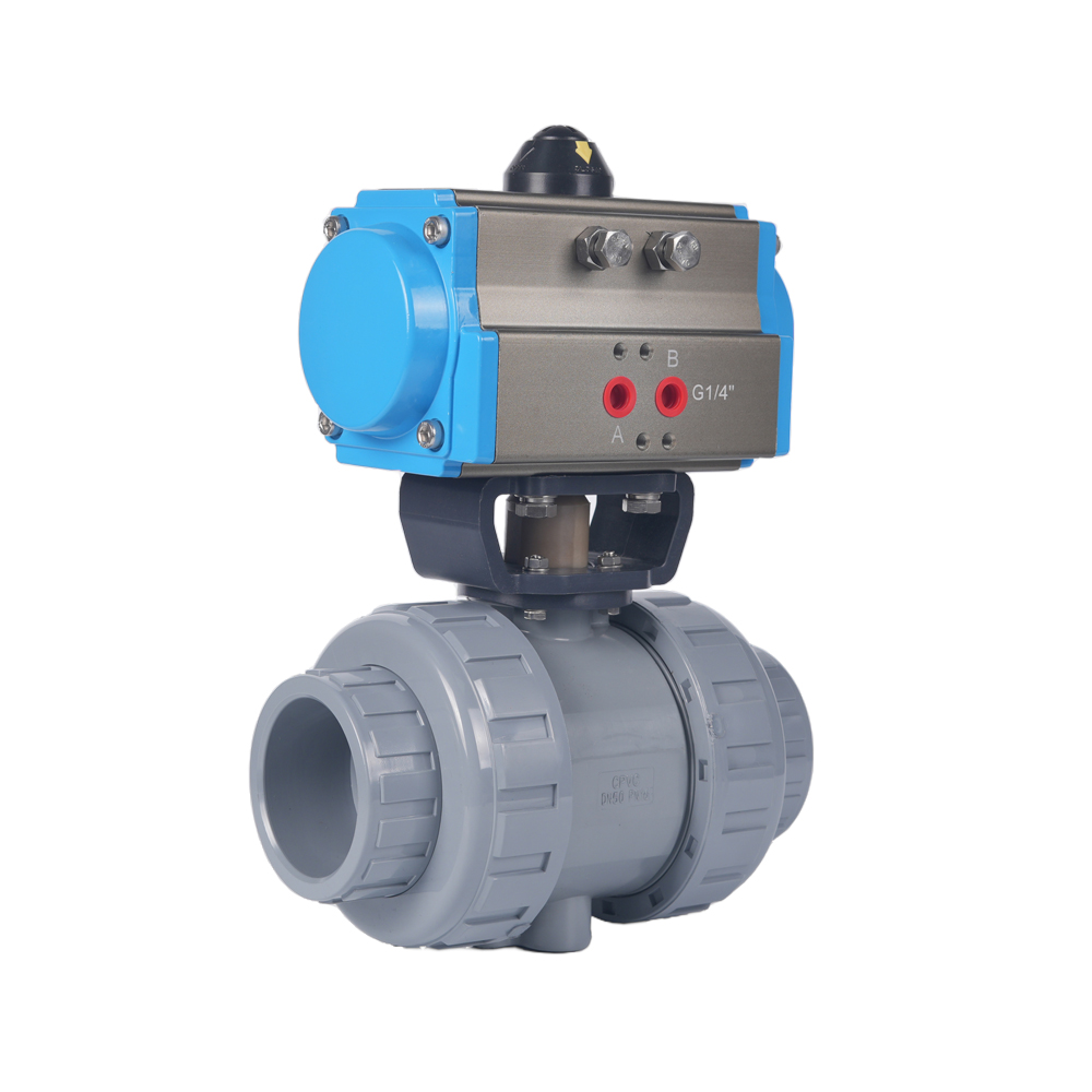 Pneumatic Socket Ball Valve CPVC/PTFE