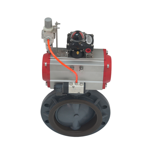 Soft Seal Pneumatic Actuator UPVC Butterfly Valve DN25~DN1000 Double Single Acting Corrosion-Resistant Butterfly Valve