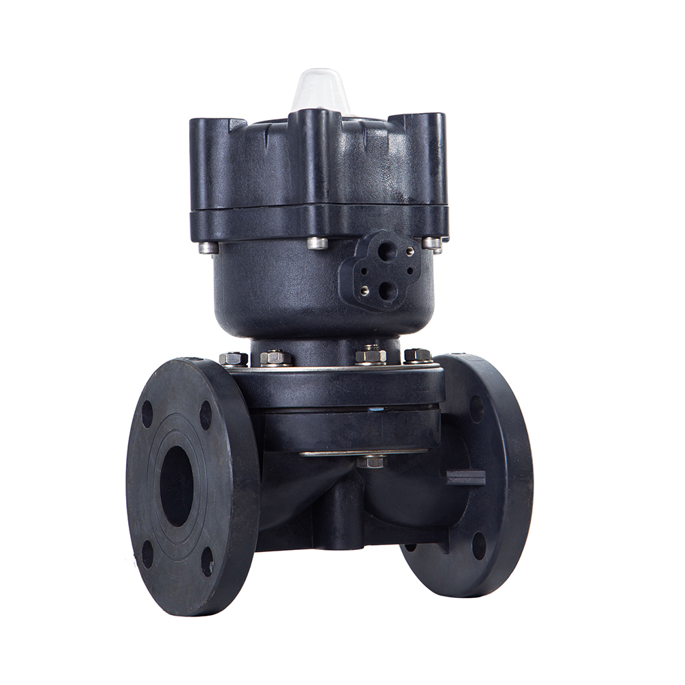 JIS DIN Standard Actuator Double Acting PN10 FRPP Diaphragm Valve Full Plastic Integrated Flange Type Pneumatic Diaphragm Valve