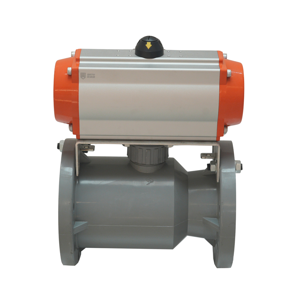 1/2in - 8in Pneumatic UPVC Flange Ball Valve Plastic Seawater Chemical Sewage Acid And Alkali Anti-Corrosion Dual Way Ball Valve