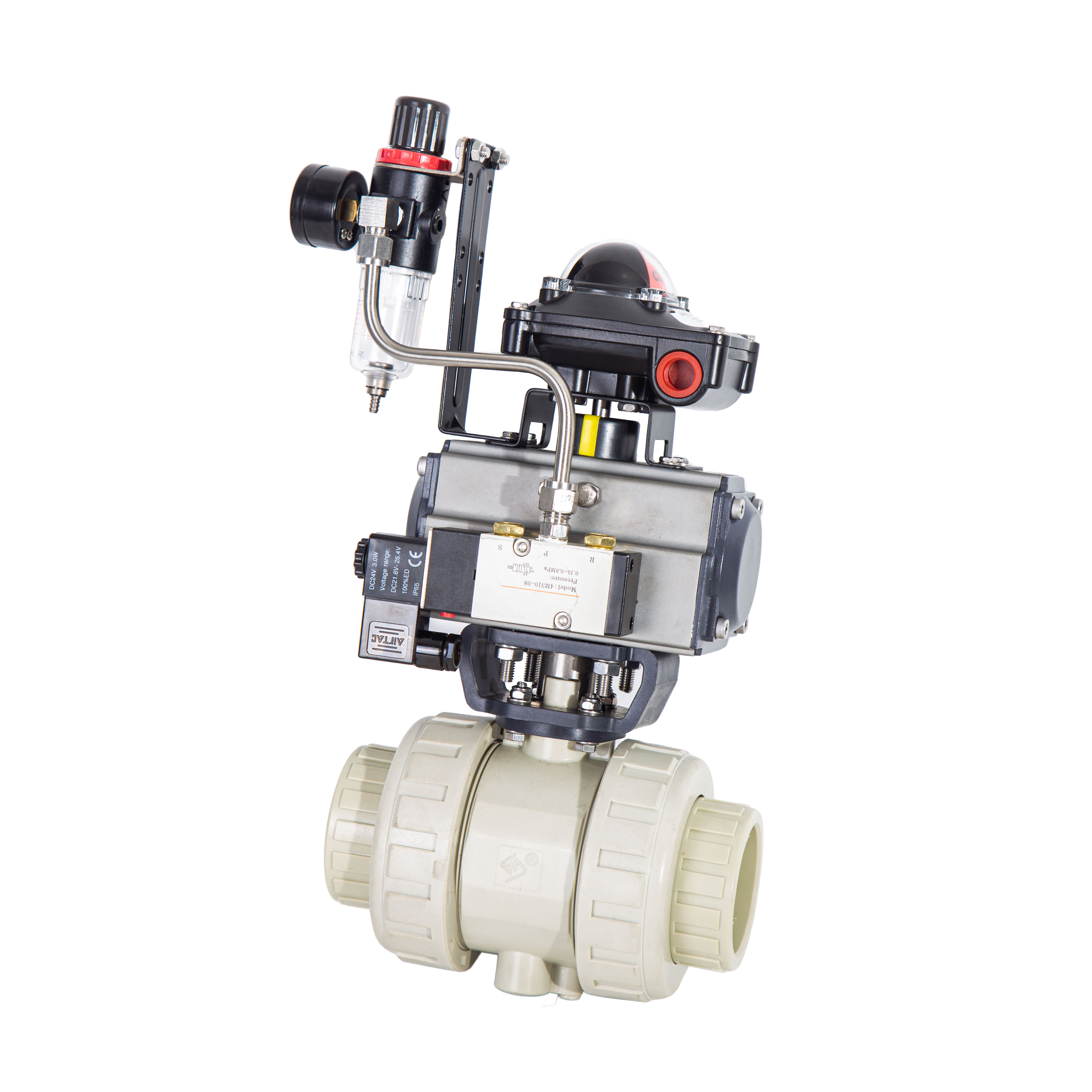 PPH Acid Alkali Resistance Double Union Ball Valve HG DIN ANSI JIS Standard Pneumatic Flange Plastic Ball Valve