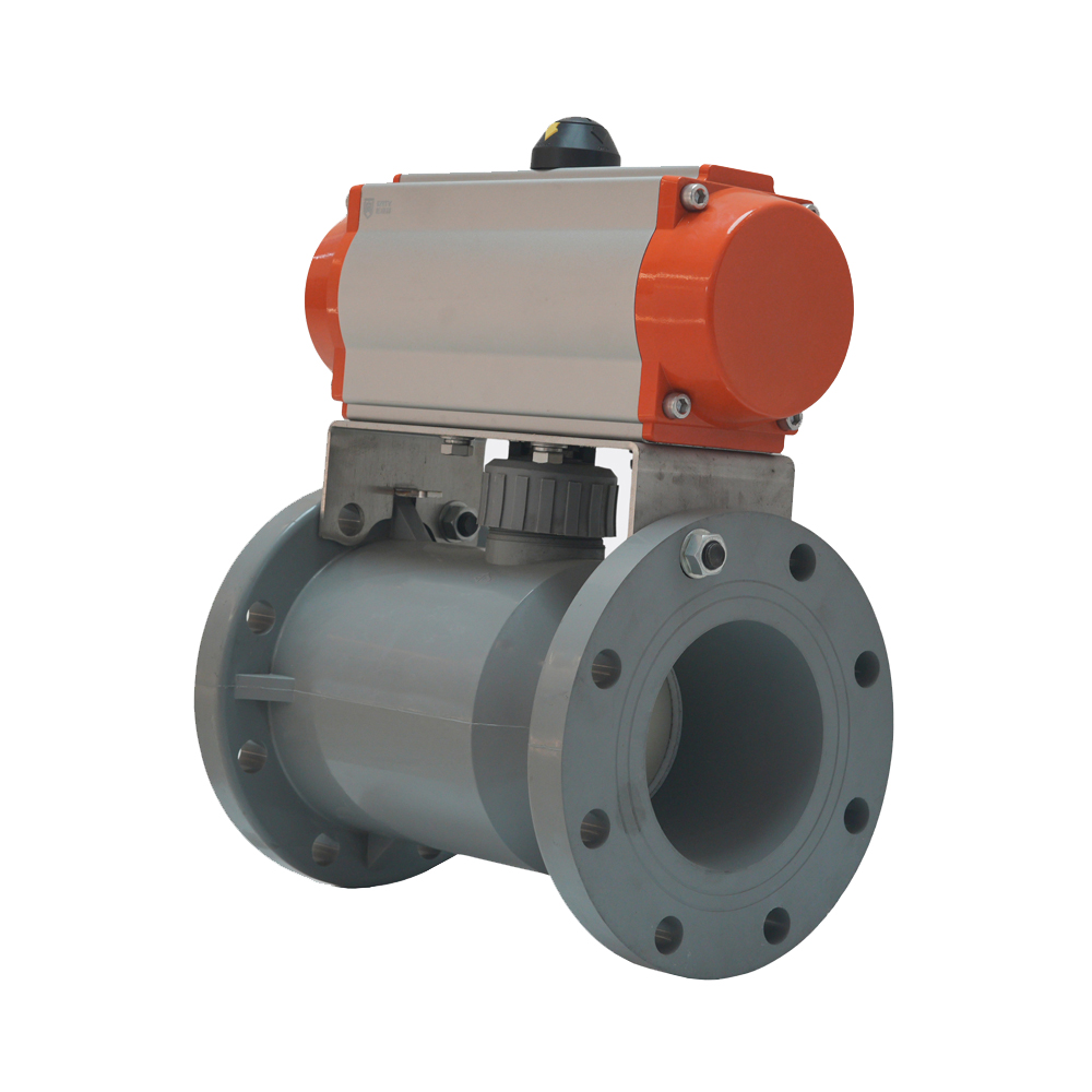 1/2in - 8in Pneumatic UPVC Flange Ball Valve Plastic Seawater Chemical Sewage Acid And Alkali Anti-Corrosion Dual Way Ball Valve